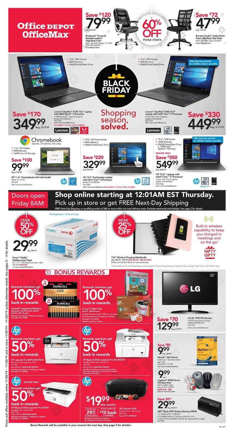 Office Depot and OfficeMax Black Friday 2019 Page 1