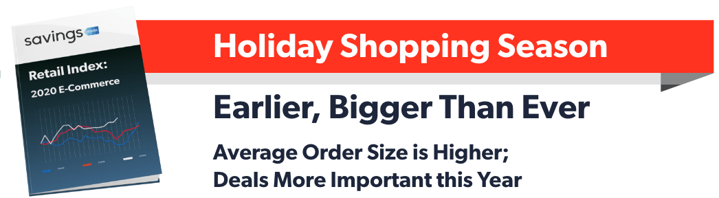 Savings.com Retail Index: 2020 E-Commerce Holiday Shopping Season Earlier, Bigger Than Ever