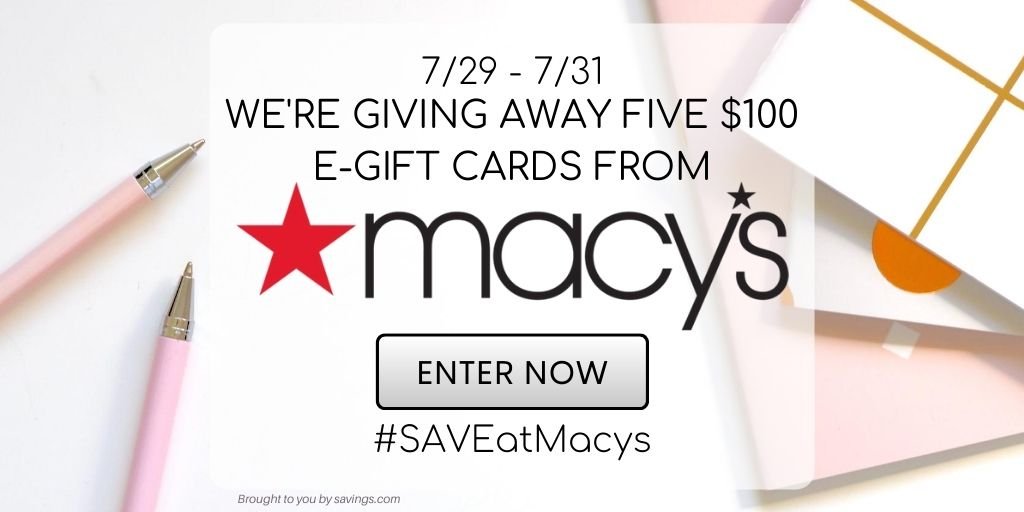 Win a $100 Visa e-gift card from Macy's.