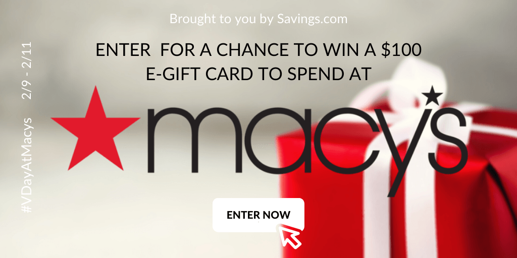 Win a $100 Visa e-gift card from Macy's.