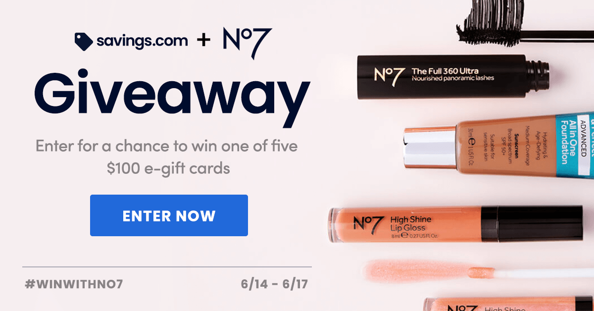 Enter for a chance to win a $100 e-gift card to spend at No7!