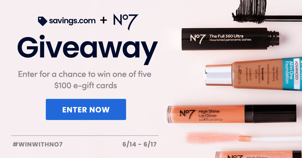 Enter for a chance to win a $100 e-gift card to spend at No7! 